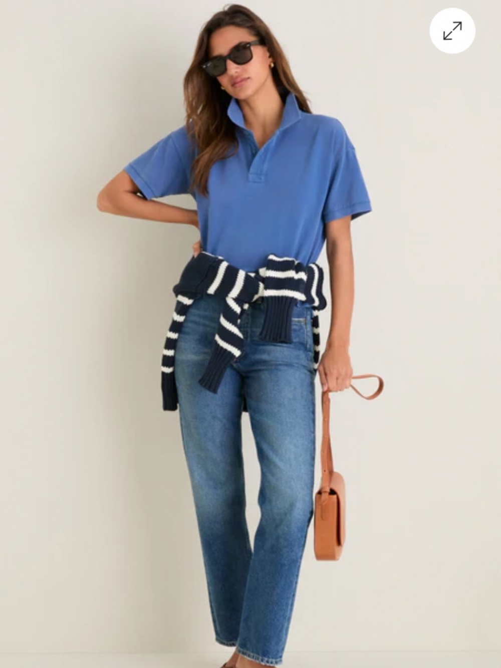 New XS Tuckernuck Washed Blue Pique Holmes Boyfriend Polo XS Women’s - Picture 2 of 7